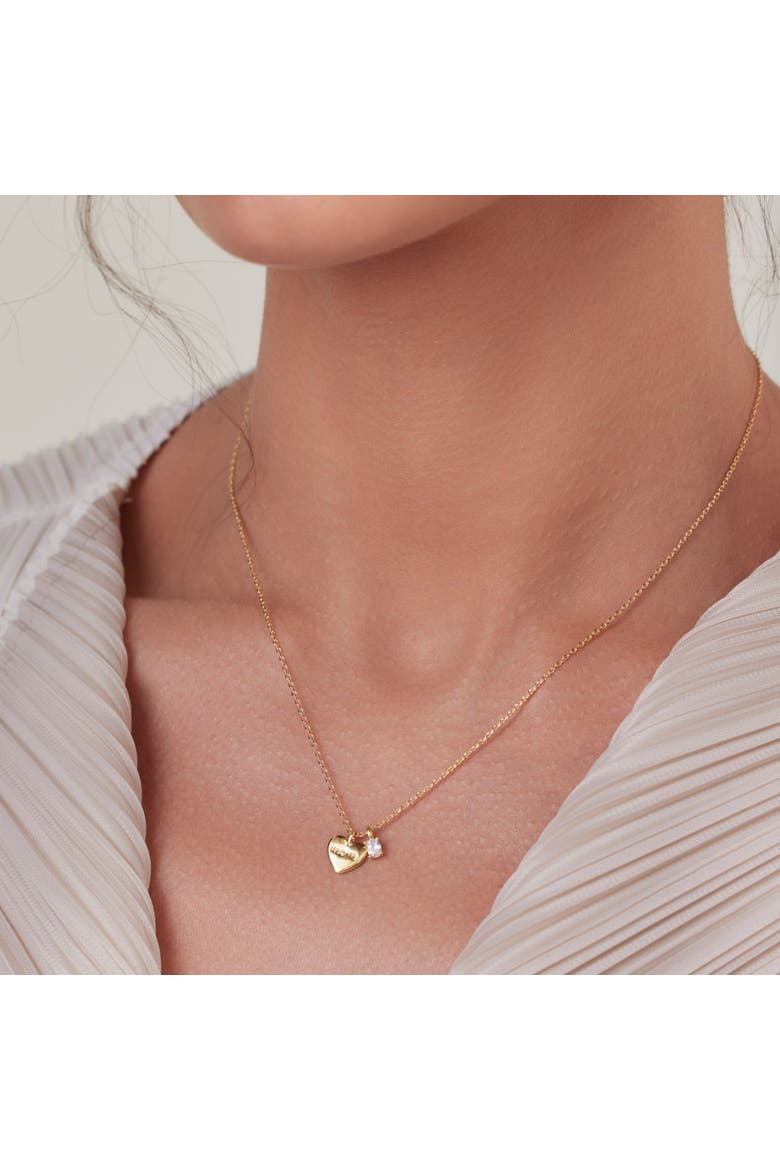 14k Gold Plated Mom Heart Necklace with Charm Gift Idea, Alternate, color, Gold