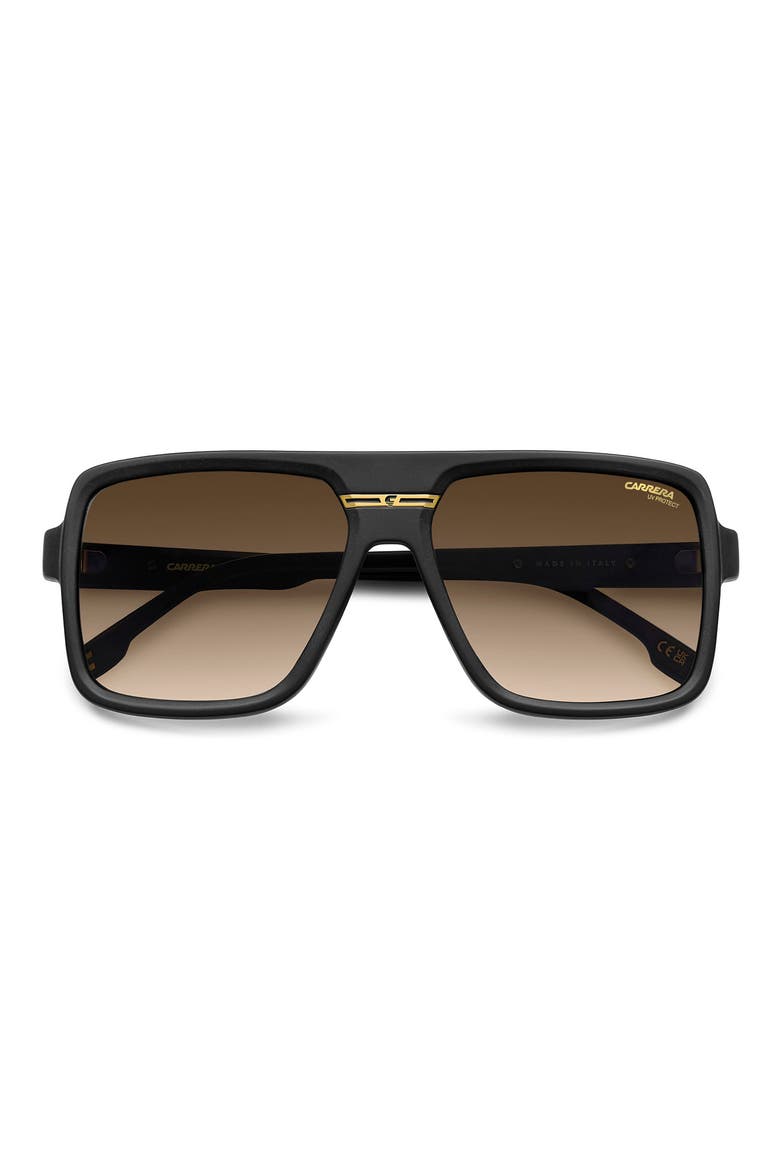 Victory 59mm Gradient Rectangular Flat Top Sunglasses, Alternate, color, BLACK GOLD/ BLACK BROWN GREEN