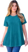 Roaman's Plus Size Textured Knit Swing Tee