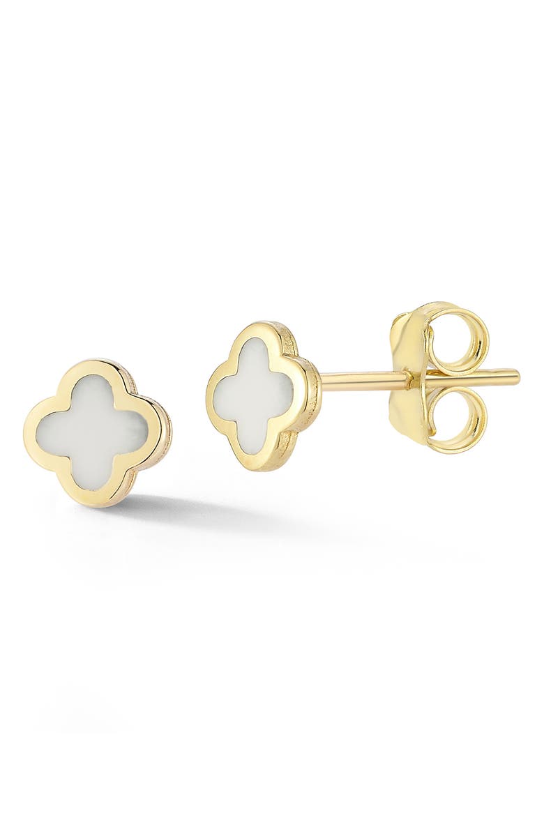 Ember Fine Jewelry Clover Stud Earrings, Main, color, Gold