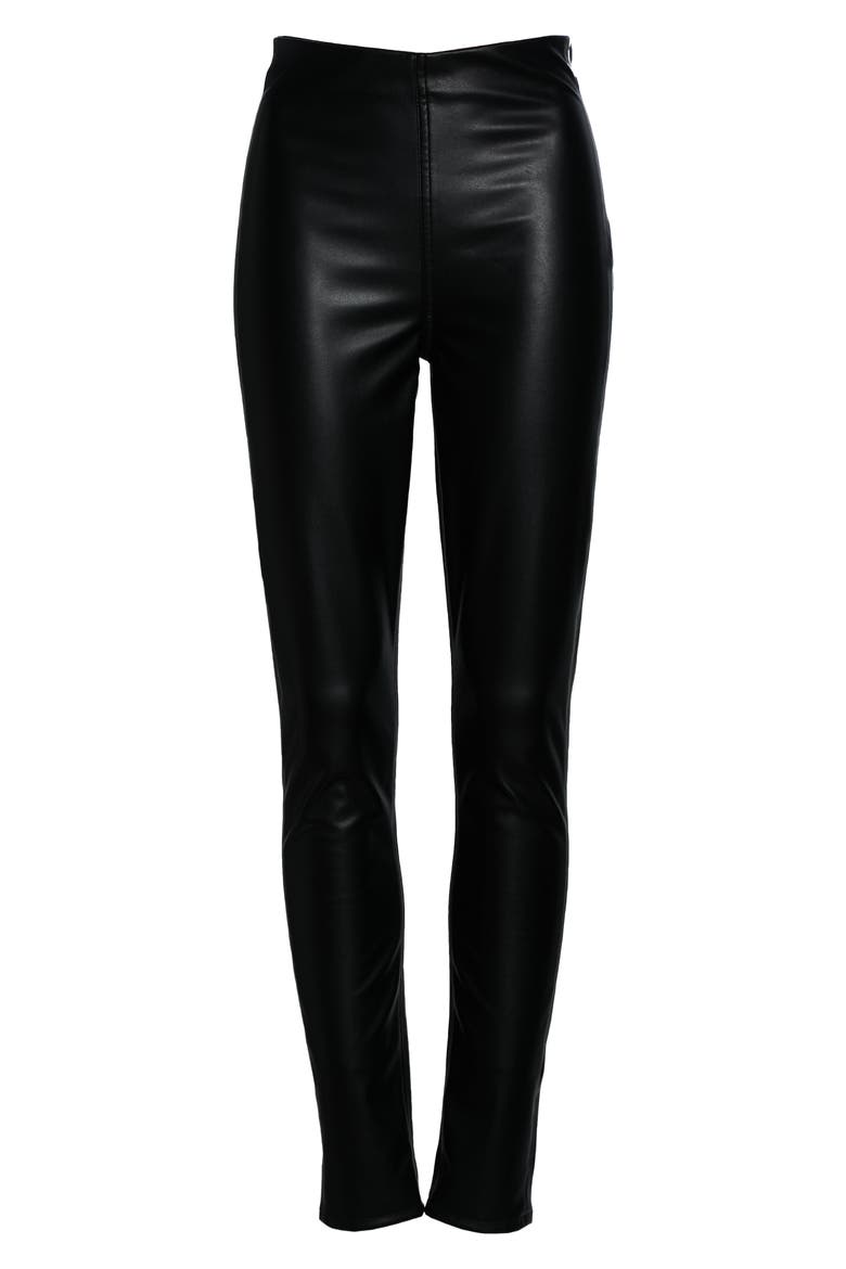 Nina High Waist Pull On Faux Leather Skinny Pants, Alternate, color, Z/DNUBLACK
