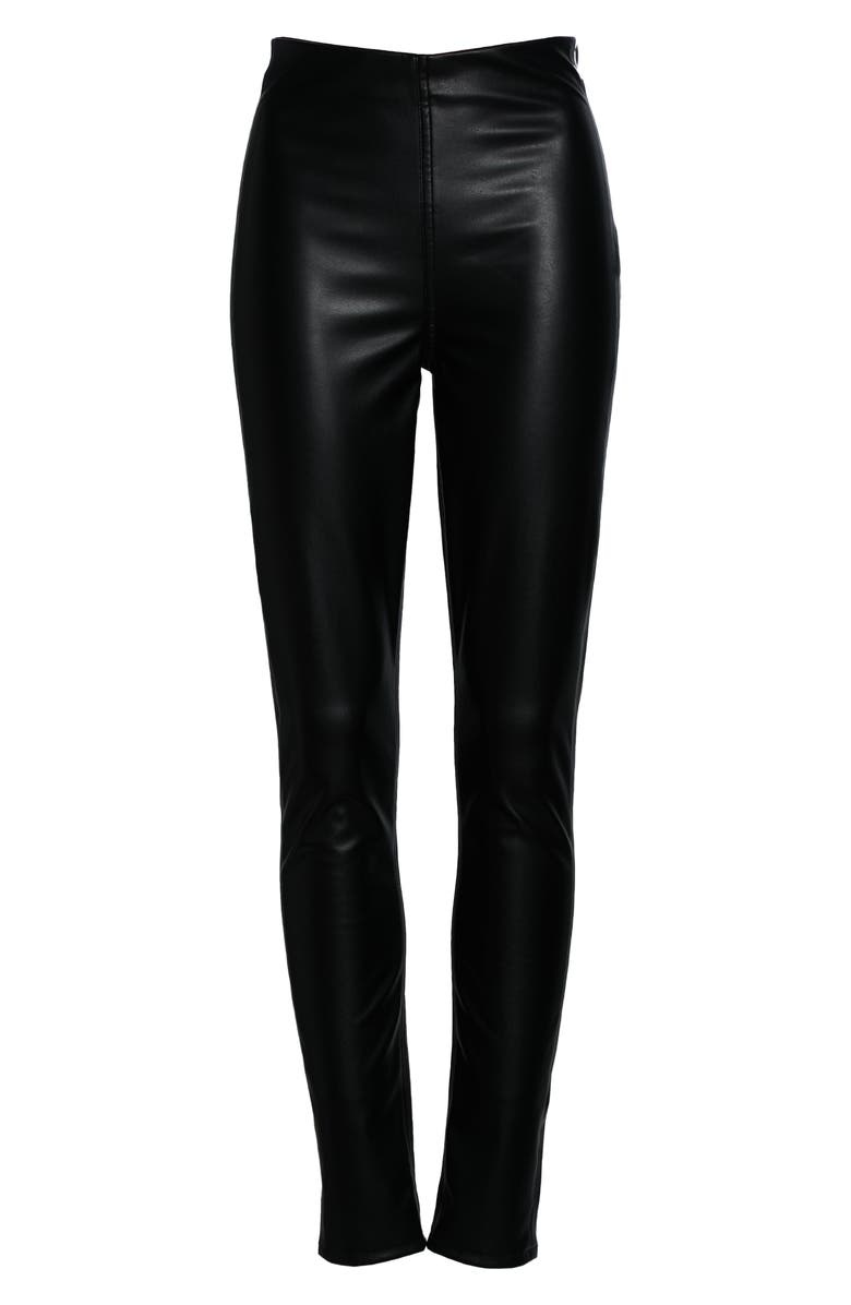 rag & bone Nina High Waist Pull On Faux Leather Skinny Pants, Alternate, color, Z/Dnublack