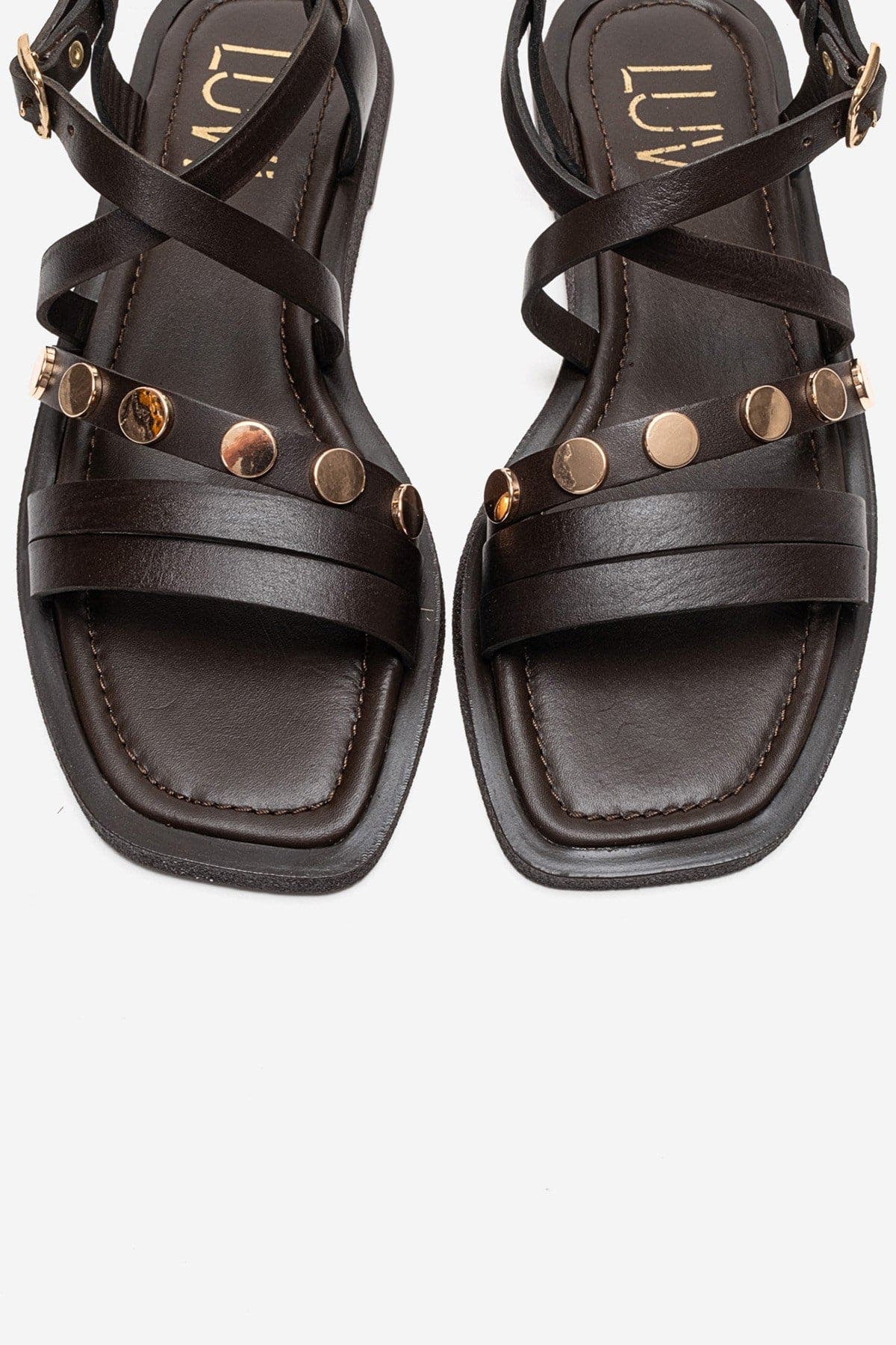 Poole Leather Multi Strap Sandal, Alternate, color, Brown