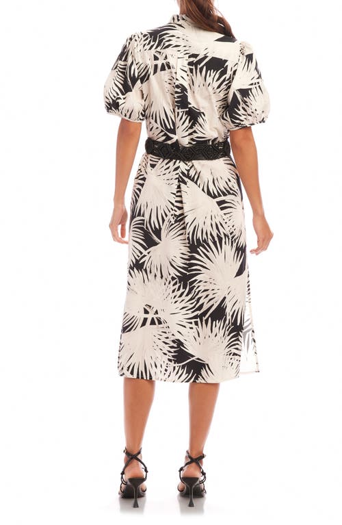 Karen Kane Belted Puff Sleeve Midi Shirtdress In Print