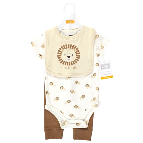 Hudson Baby Cotton Bodysuit, Pant And Bib Set In Multi