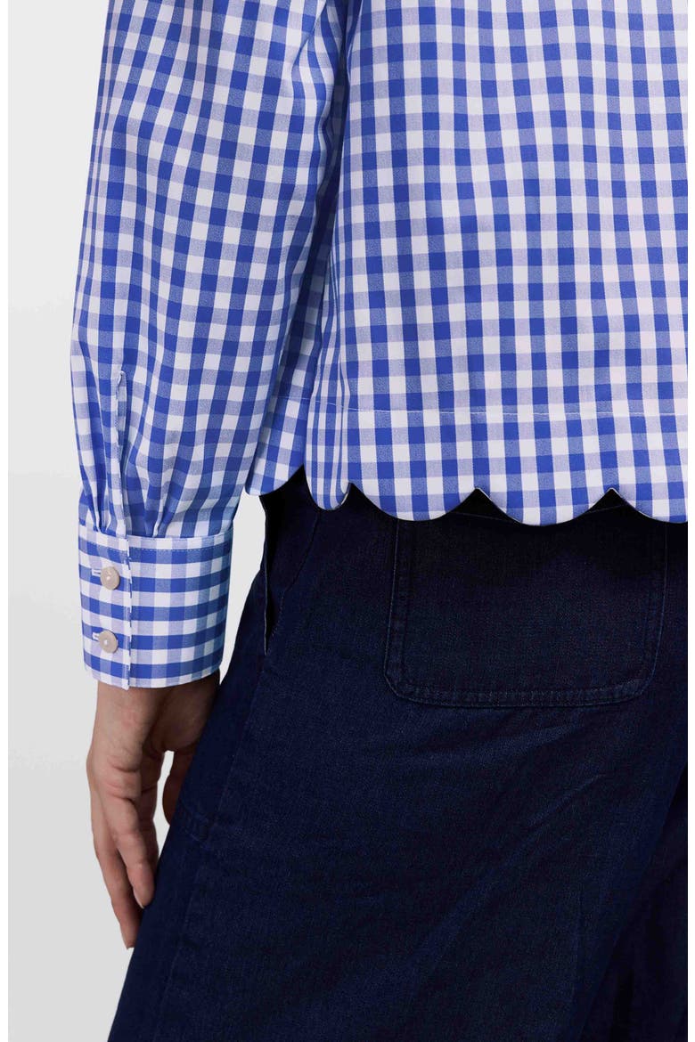 Scarlett Gingham Scallop Hem Button-Up Shirt, Alternate, color, BLUE/ WHITE