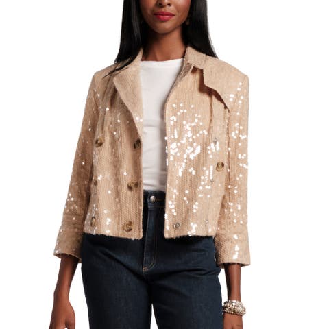 Sequin Moto Jacket Sequin Cotton Twill