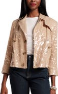Frances Valentine Sequin Moto Jacket Sequin Cotton Twill