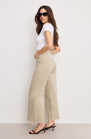 Good Skate Raw Hem Ankle Wide Leg Jeans