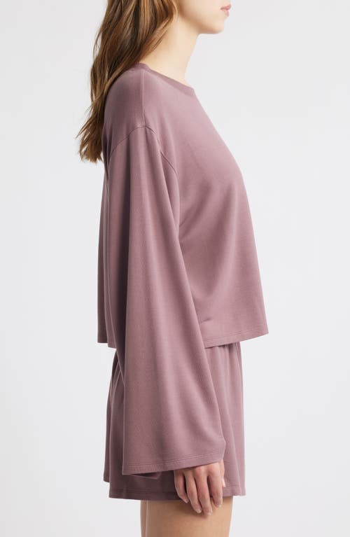Open Edit Solid Stretch Modal Short Pajamas In Purple Taupe