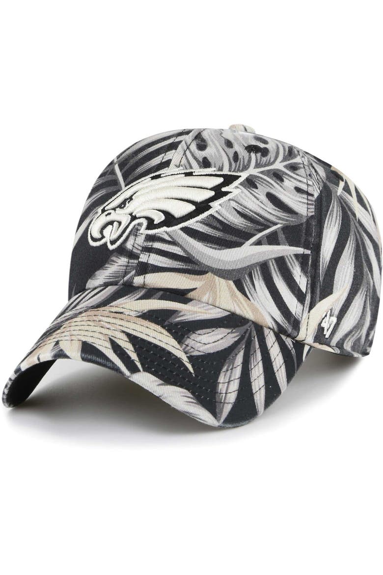 Men's '47 Black Philadelphia Eagles Tropicalia Clean Up Adjustable Hat, Main, color, Black