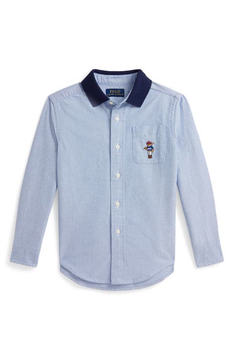 Cotton Contrast Collar Oxford Shirt (Toddler, Little Boy)