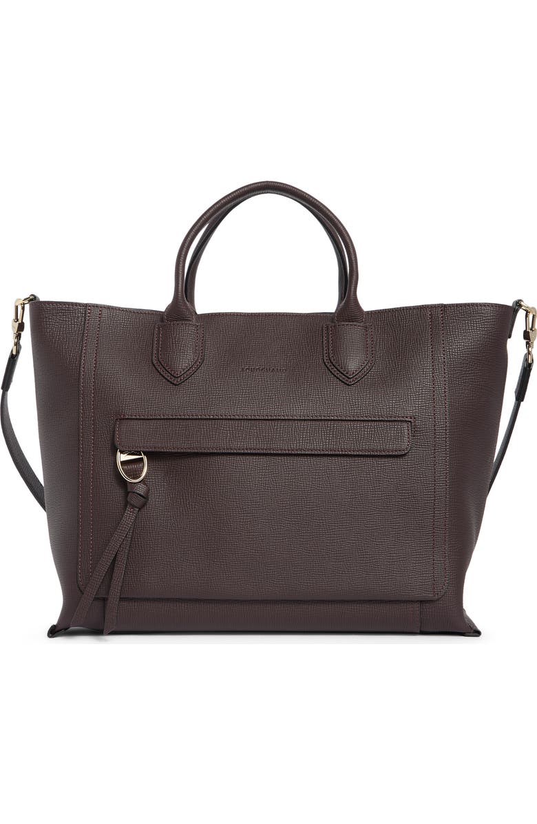 Longchamp Leather Briefcase, Main, color, Eggplant