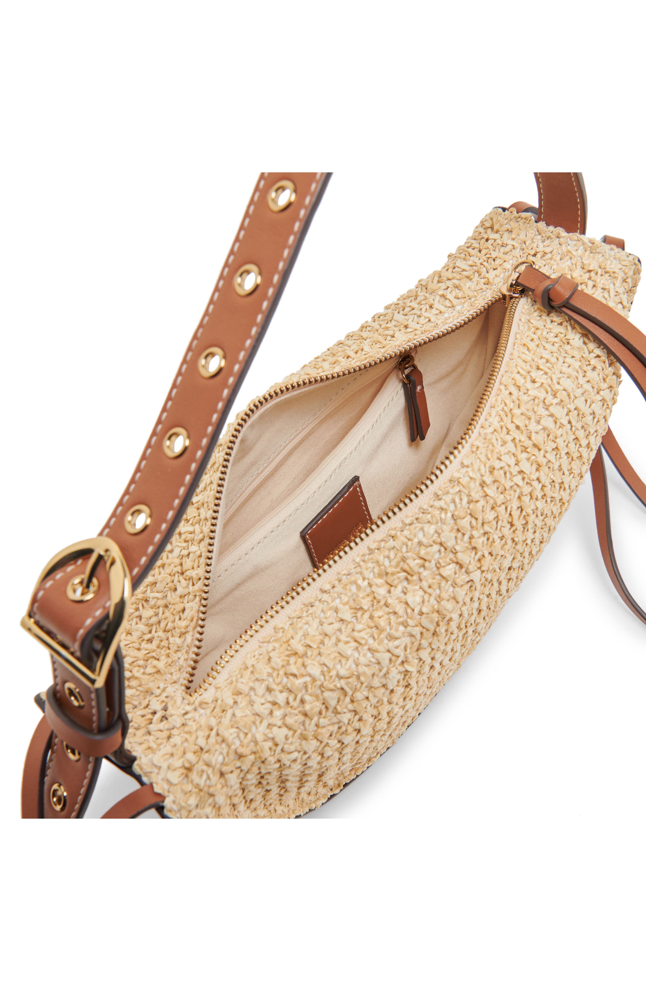 Dolce Vita Monaco Raffia Shoulder Bag, Alternate, color, Natural