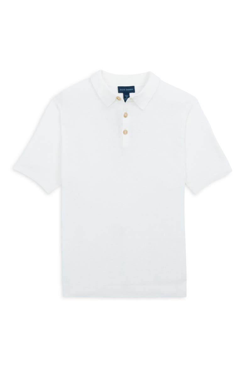 Solid Bouclé Polo, Alternate, color, WHITE