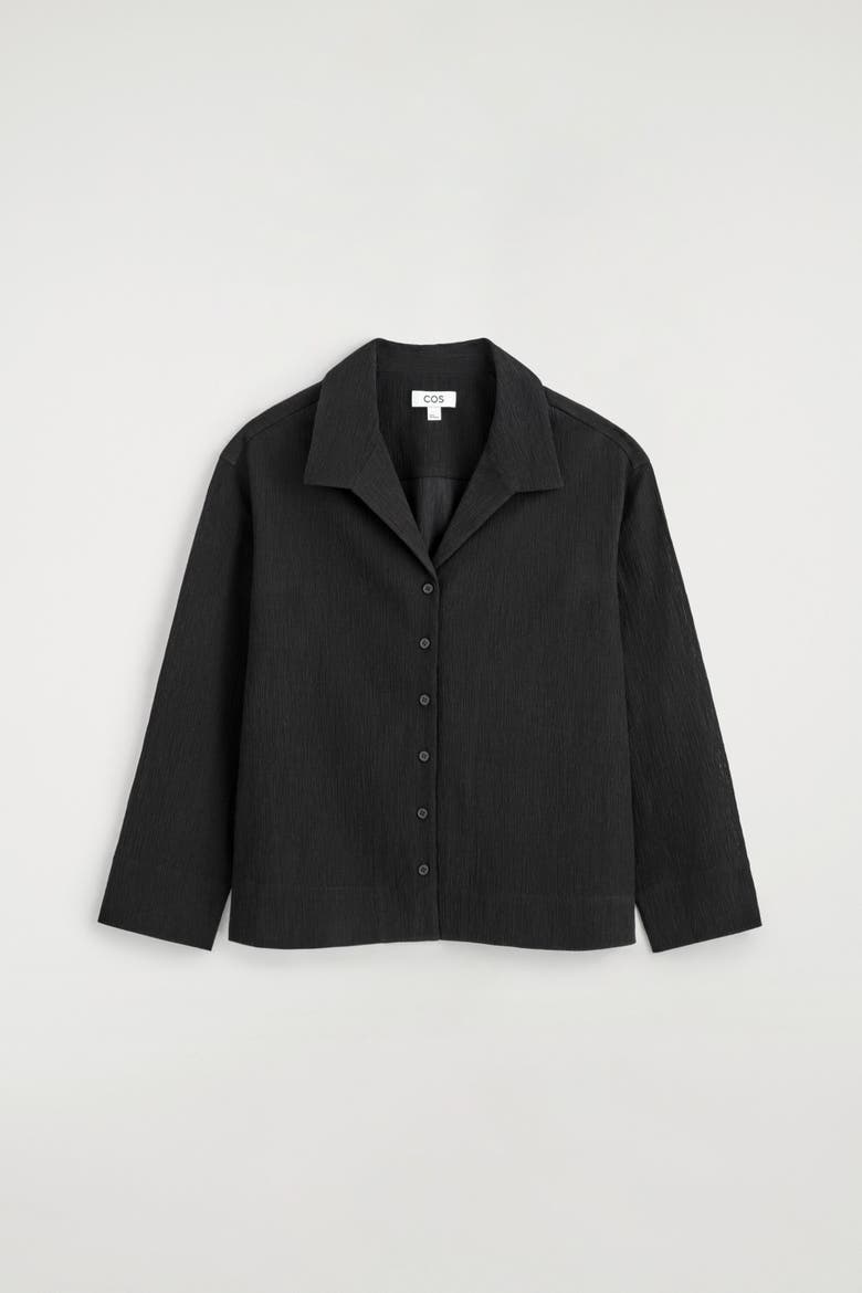 Crinkled-jersey Shirt, Alternate, color, BLACK