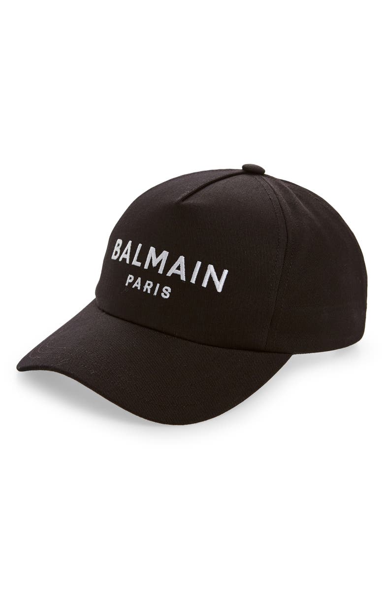 Balmain Embroidered Logo Cotton Twill Baseball Cap, Main, color,