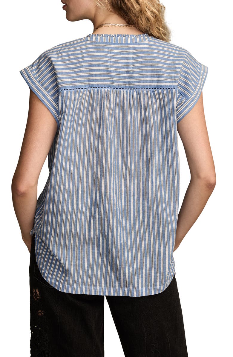 Lucky Brand Ruffle Dolman Sleeve Shirt, Alternate, color, Blue Stripe