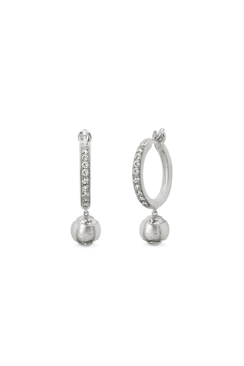 The Tennis Ball Hoop Earring, White Diamond Pavé, Main, color, Silver / White Diamond