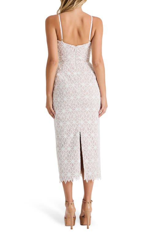 Helsi Domenique Floral Sequin Embroidered Midi Dress In White