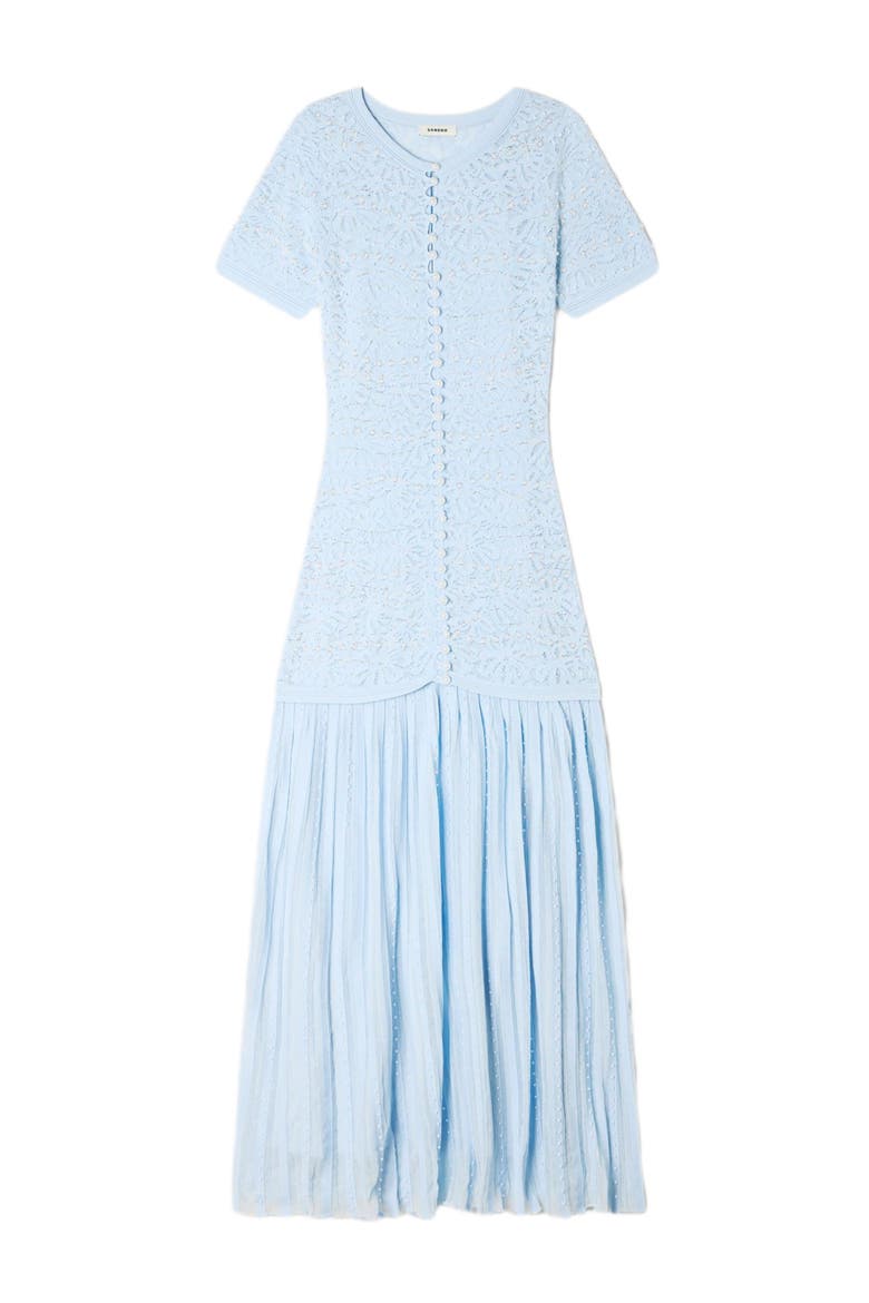 Beaded knit maxi dress, Alternate, color, Sky blue