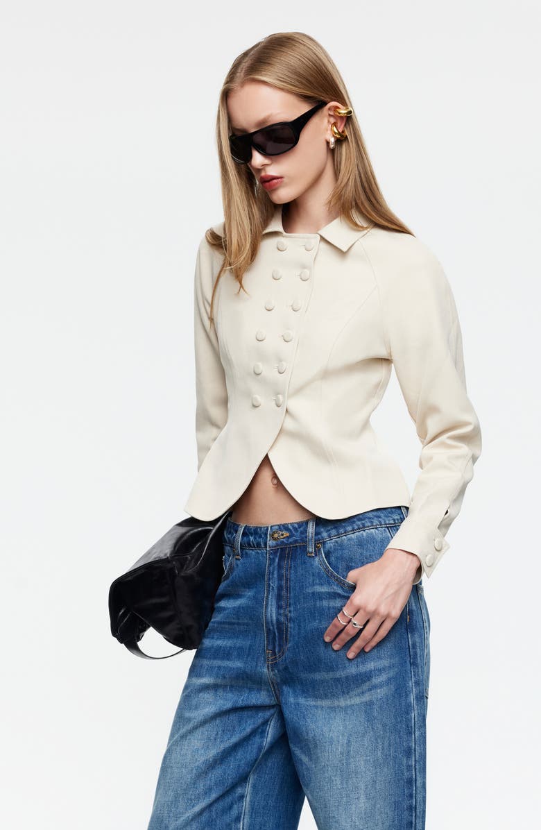 LIONESS Form Double Breasted Jacket, Alternate, color, Cream