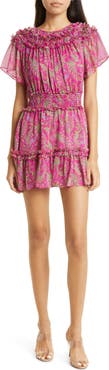MISA Los Angeles Siobahn Paisley Ruffle Dress