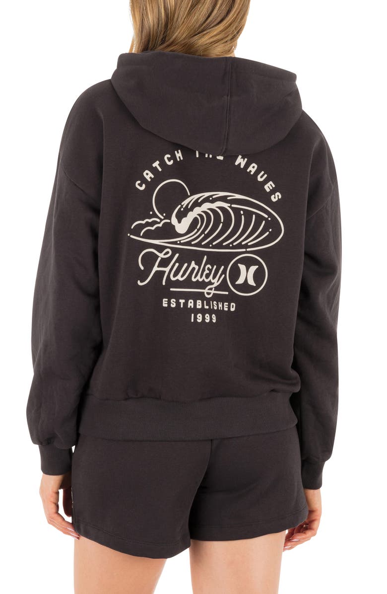 Hurley Surfbound Fleece Hoodie, Alternate, color, Off Black