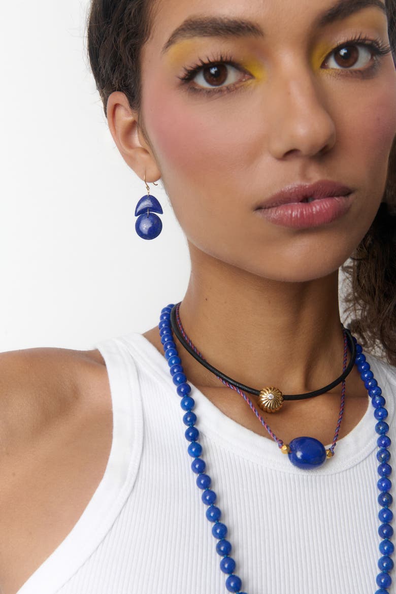 Lapis Tiny Arp Drop Earrings, Alternate, color, Labradorite
