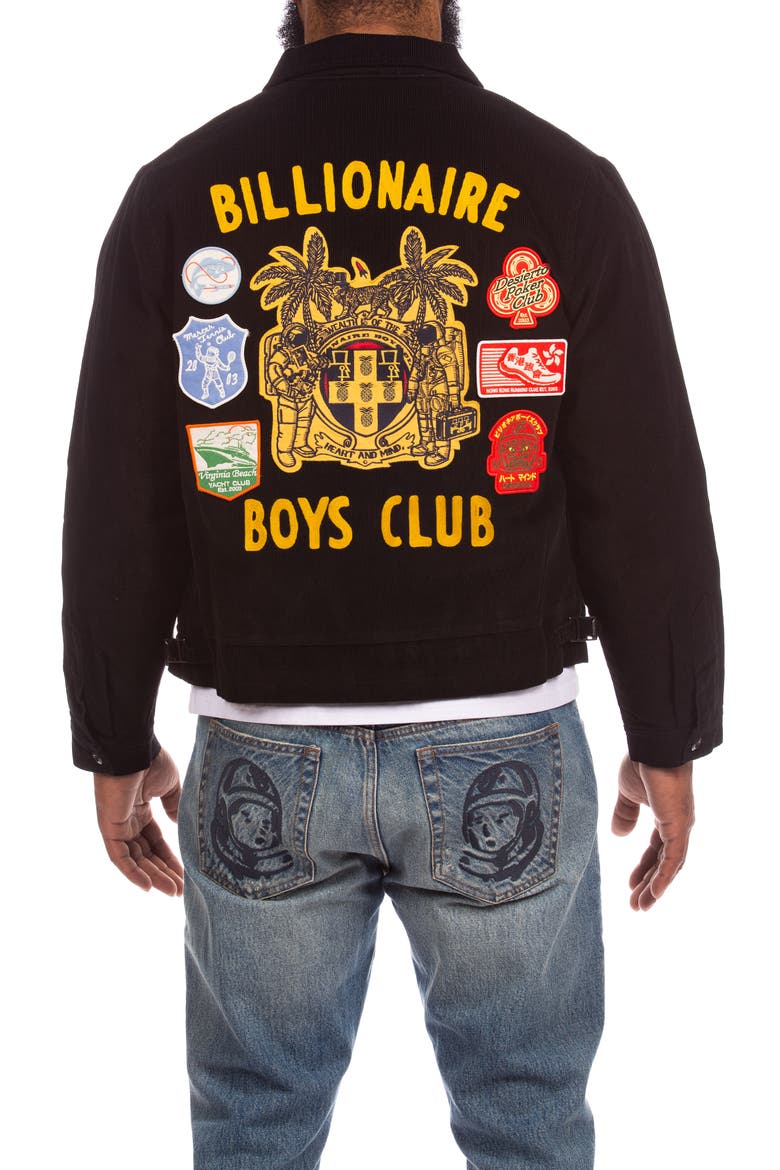 BB Aggie Logo Patch Cotton Corduroy Jacket, Alternate, color, BLACK