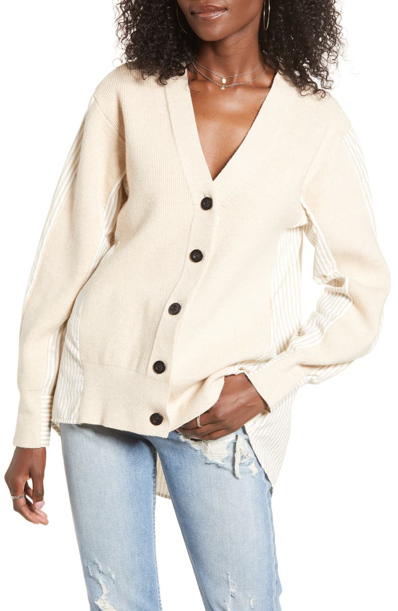 English Factory Mixed Media Cardigan, Main, color, 