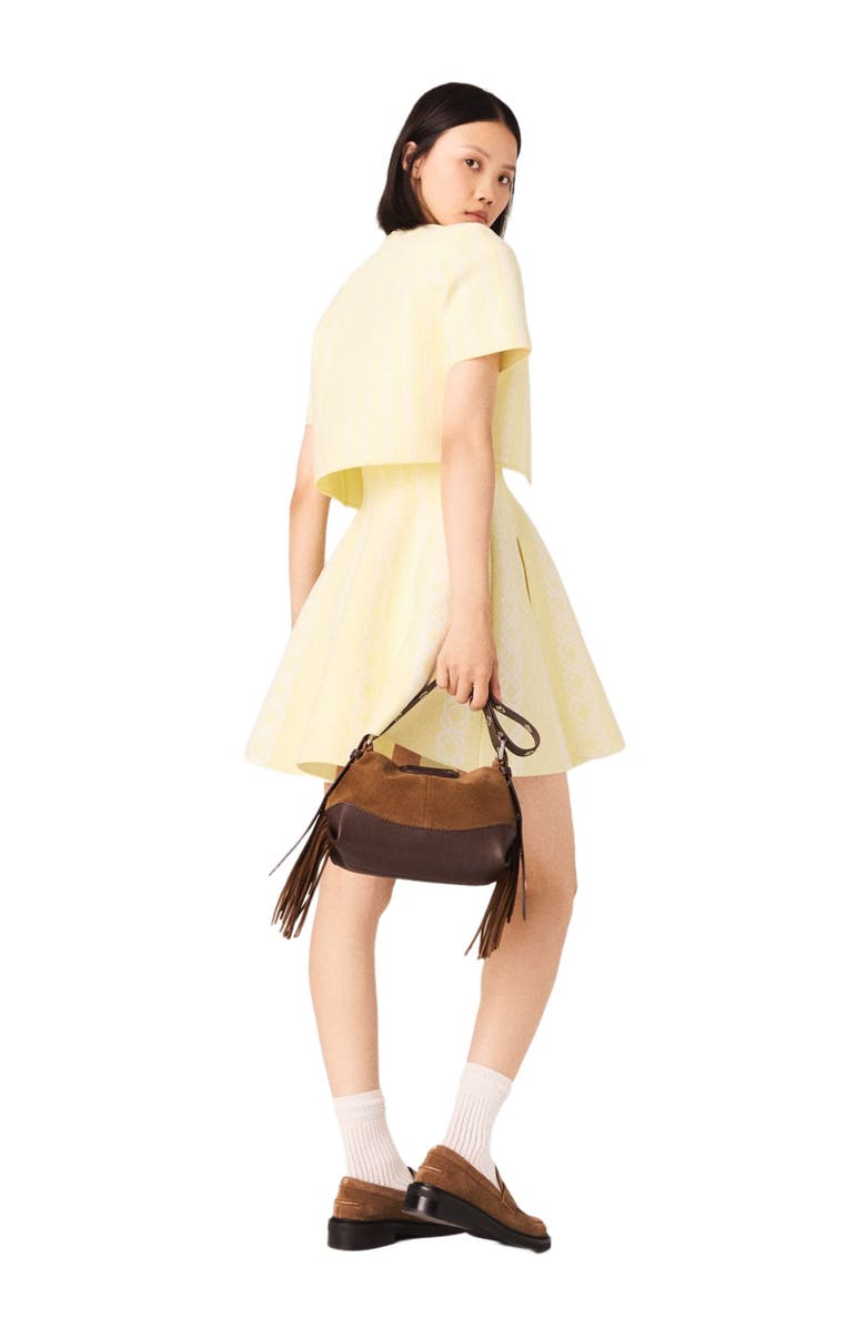 maje Cropped fancy knit cardigan, Alternate, color, Pale Yellow