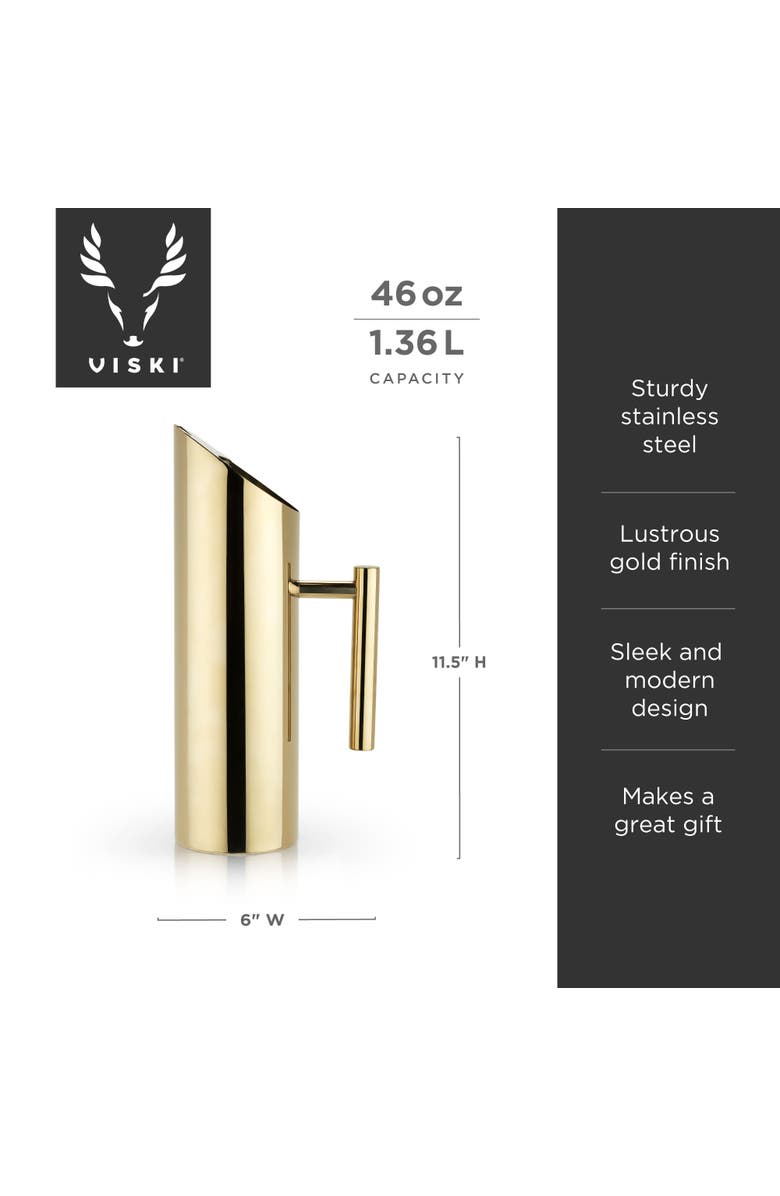 Viski Modern Pitcher, Alternate, color, Gold