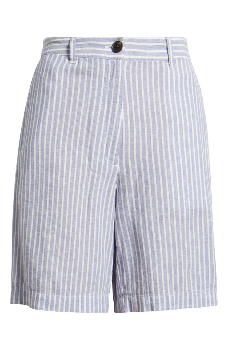 Caslon<sup>®</sup> Relaxed Linen Blend Bermuda Shorts, Alternate, color, Blue- Ivory Penny Stripe