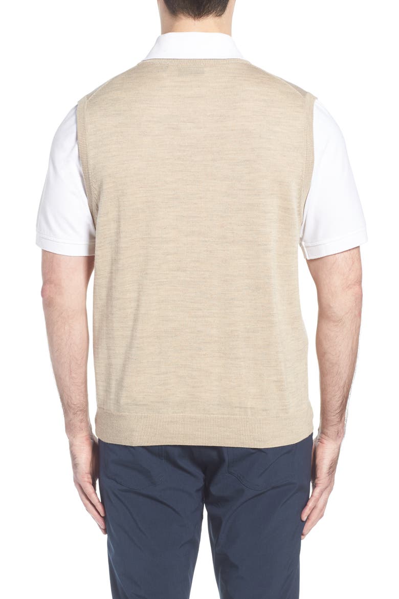 Douglas Merino Wool Blend V-Neck Sweater Vest, Alternate, color, SAND HEATHER