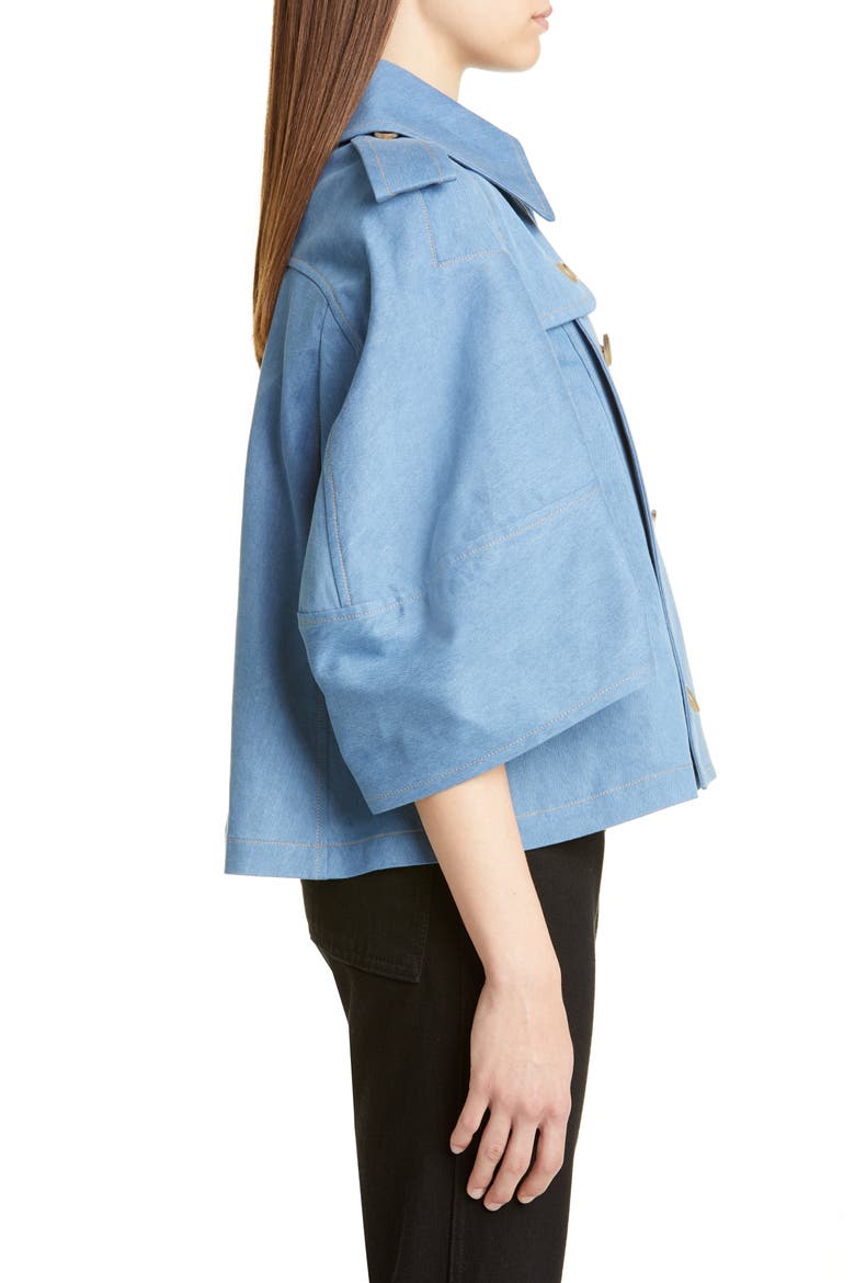 Short Denim Trench Jacket, Alternate, color, LIGHT INDIGO