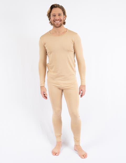Men's Solid Thermal Pajama Set