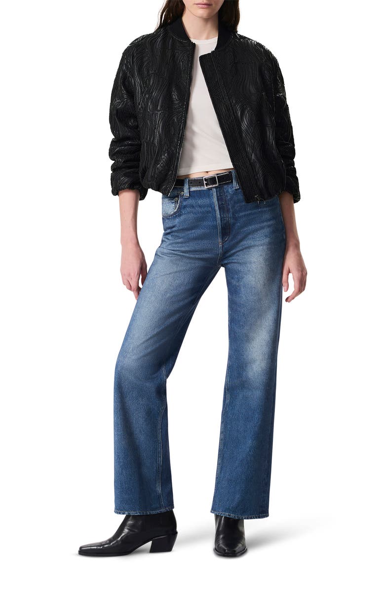 rag & bone Jemma Embroidered Faux Leather Bomber Jacket, Alternate, color, 