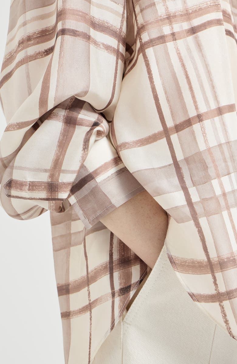 Brunello Cucinelli Macrocheck print shirt, Alternate, color, White