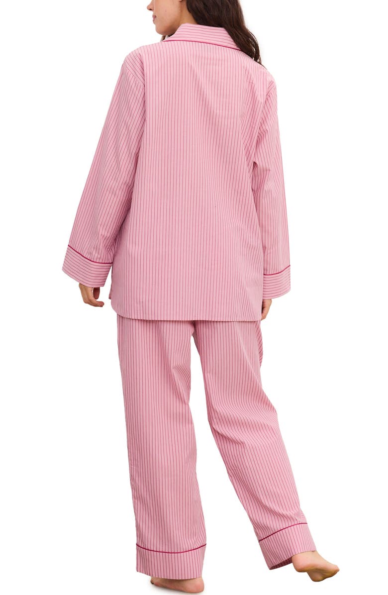 HATCH The Striped Cotton Classic PJ Set, Alternate, color, Raspberry Stripe