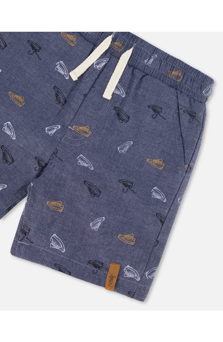 Deux par Deux Little Boy's Printed Chambray Short Gray, White And Tan, Alternate, color, Gray, White And Tan