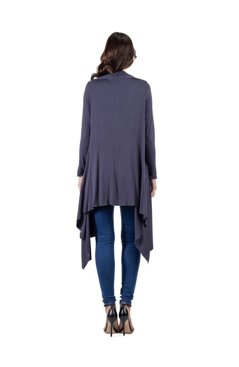 24seven Comfort Apparel Extra Long Open Front Cardigan, Alternate, color, Charcoal