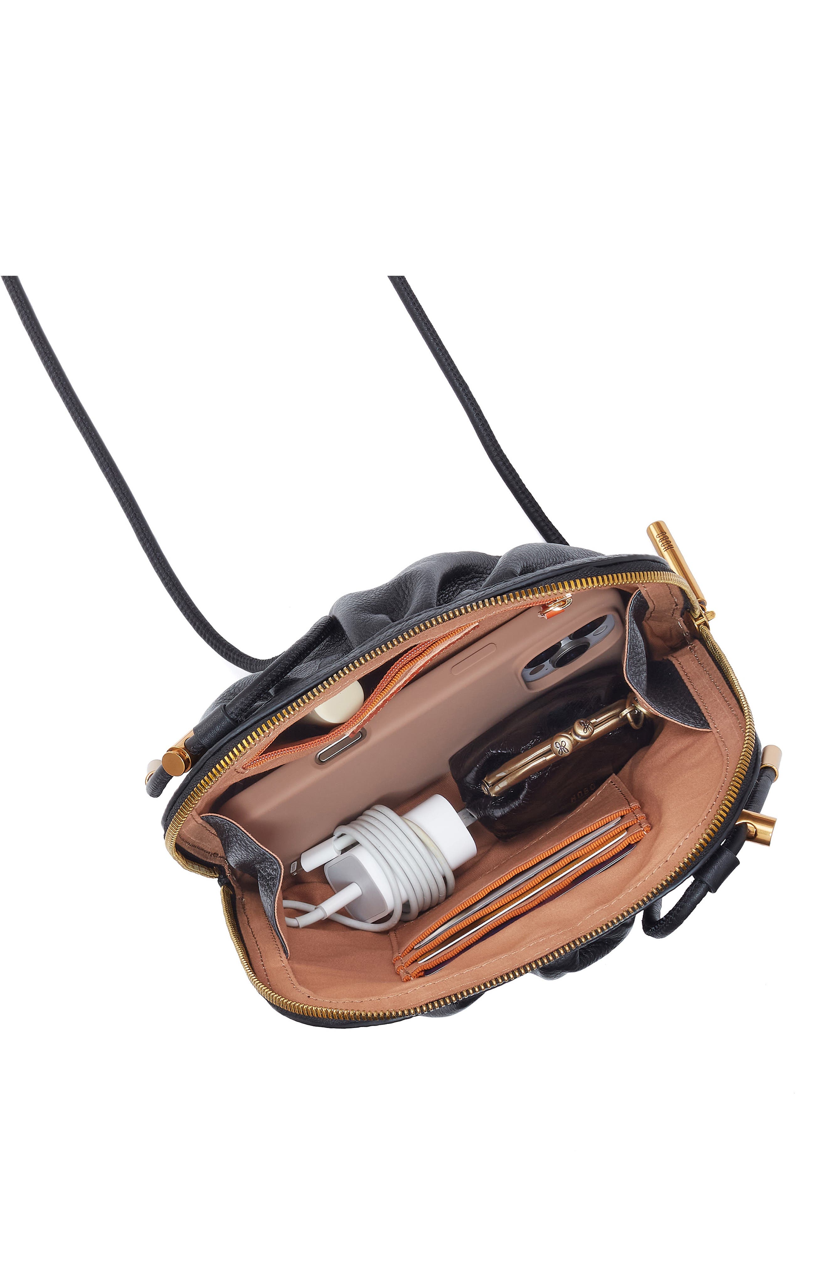 HOBO Isabelle Leather Crossbody Bag, Alternate, color, Black