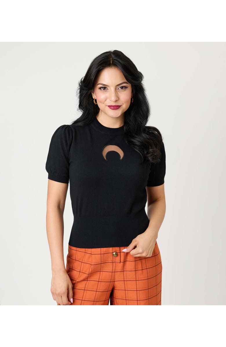 Smak Parlour Moon Cutout Knit Sweater, Alternate, color, Black