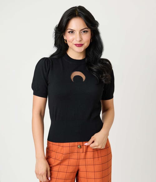 Smak Parlour Moon Cutout Knit Sweater In Black