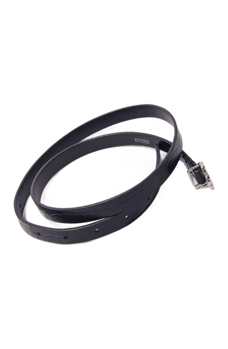 maje Slim mock croc leather Clover belt, Alternate, color, 