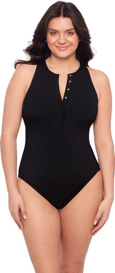 Malibu Long Torso Ribbed One-Piece Swimsuit