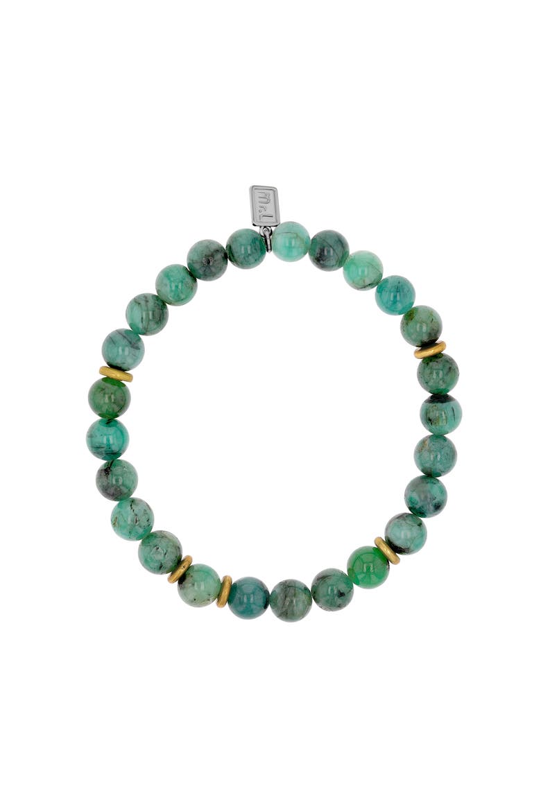 Mr Lowe Emerald Bead Bracelet with Brass Spacers, Alternate, color, Emerald