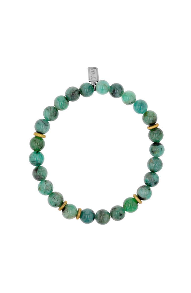 Mr Lowe by Sheryl Lowe Mr Lowe Emerald Bead Bracelet with Brass Spacers, Alternate, color, Emerald