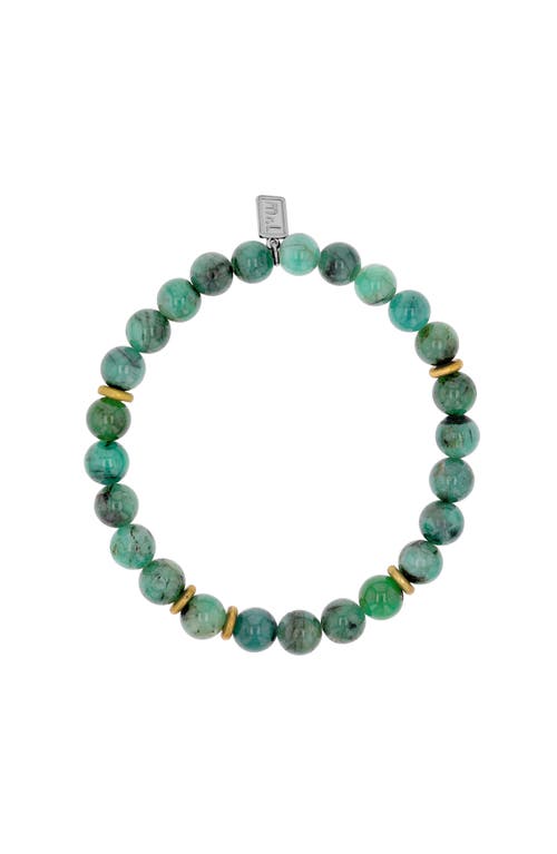 MR LOWE BY SHERYL LOWE MR LOWE BY SHERYL LOWE MR LOWE EMERALD BEAD BRACELET WITH BRASS SPACERS 